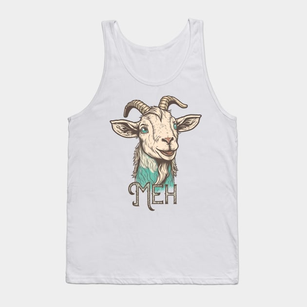 Meh Goat Funny Graphic Tank Top by PunTime